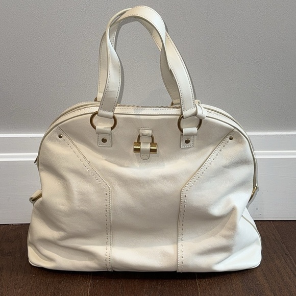 NWT Yves Saint Laurent Cream Muse Leather Shoulder Bag - Picture 1 of 11
